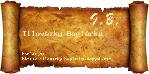 Illovszky Boglárka névjegykártya
